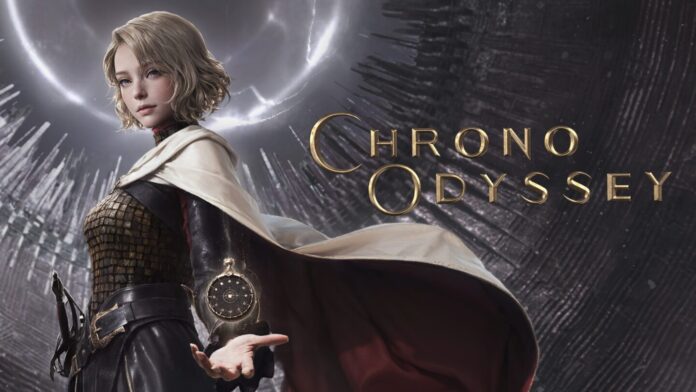 ภาพตัวละครหญิงจากเกม Chrono Odyssey ถือไอเทมคล้ายนาฬิกาอยู่ในมือ