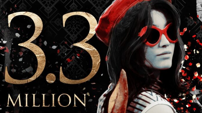 ภาพโปรโมตเกม Clair Obscur: Expedition 33 ฉลองยอดขายทะลุ 3.3 ล้านชุดภายใน 33 วัน โดยมีตัวละครหญิงสวมแว่นกันแดดสีแดงปรากฏอยู่ข้างตัวเลข “3.3 Million”