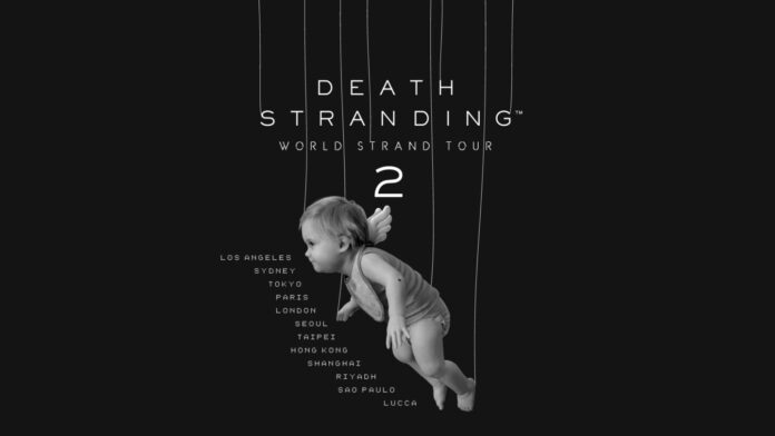 โปสเตอร์โปรโมต 'Death Stranding World Strand Tour 2' แสดงรายชื่อเมืองต่างๆ ทั่วโลกที่จัดงาน