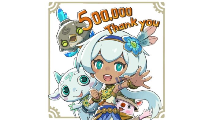 ภาพฉลองยอดขาย 500,000 ชุดของเกม FANTASY LIFE i: The Girl Who Steals Time พร้อมตัวละคร Rem และเหล่าสัตว์คู่ใจ