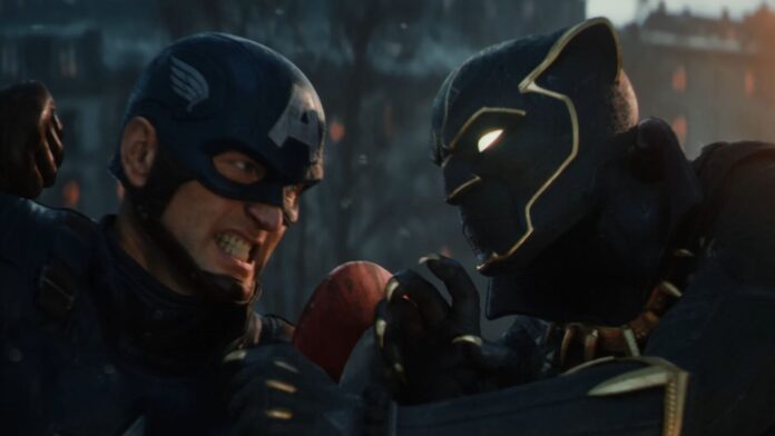 ภาพ Captain America กำลังต่อสู้กับ Black Panther