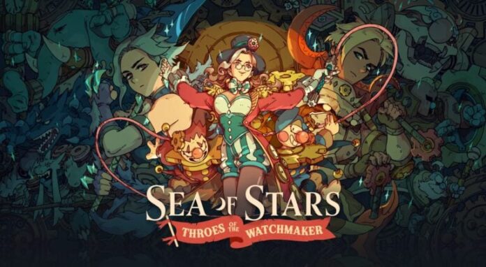 ภาพโปรโมต DLC “Throes of the Watchmaker” ของเกม Sea of Stars แสดงตัวละคร Valere, Zale และตัวละครใหม่ในธีมละครสัตว์