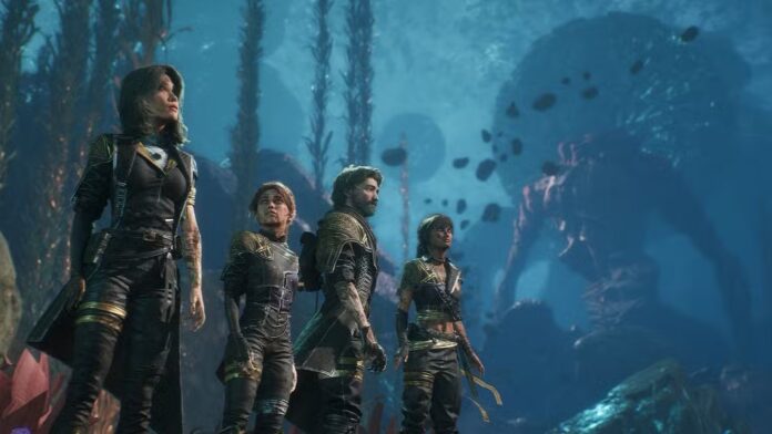 ภาพตัวละครหลักของเกม Clair Obscur: Expedition 33 กำลังจองมองอะไรบางอย่าง