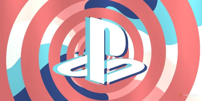 โลโก้ PlayStation สีขาวตัดขอบฟ้าและน้ำเงิน ตั้งอยู่บนพื้นหลังลายวนเป็นเกลียวสีชมพู ฟ้า และขาว สื่อถึงความเคลื่อนไหวหรือการเปลี่ยนแปลงของแพลตฟอร์มเกม