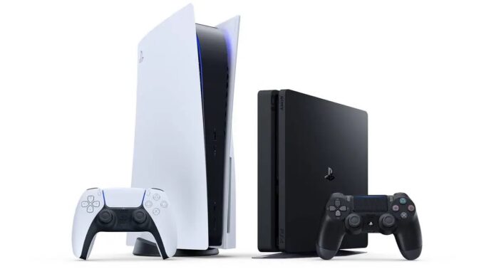 ภาพเครื่อง PS5 และ PS4 ในฉากพื้นหลังสีขาว