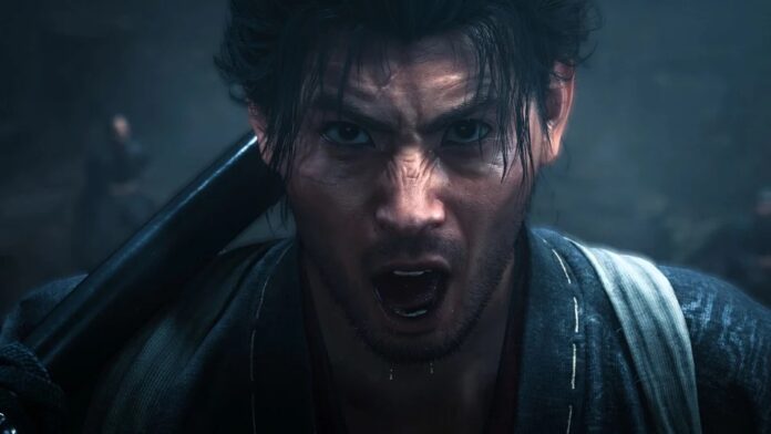 ภาพคัวละคร Musashi Miyamoto ในเกม Onimusha: Way of the Sword กำลังแสดงสีหน้าแบบจริงจัง