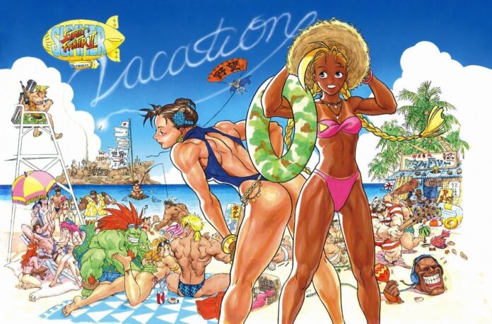 ตัวละคร Street Fighter ในชุดว่ายน้ำรวมตัวพักผ่อนที่ชายหาดช่วงฤดูร้อน