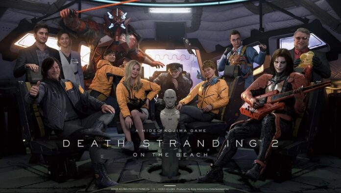ตัวละครหลักจาก Death Stranding 2: On the Beach ในฉากภายในยานพร้อมทีมหลักครบชุด