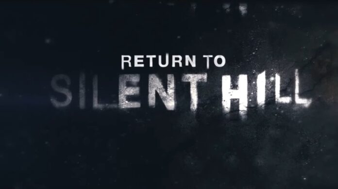โลโก้ภาพยนตร์ Return to Silent Hill ตัวอักษรสีขาวบนพื้นหลังดำแนวสยองขวัญ
