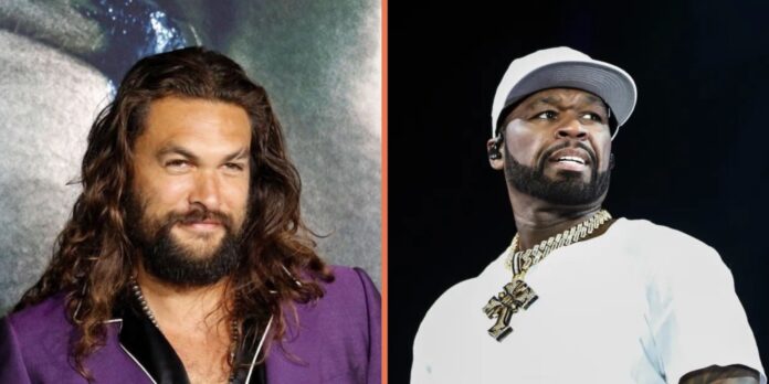 ภาพคู่ของ Jason Momoa และ 50 Cent ในงานแยกกันคนละฉากหลัง