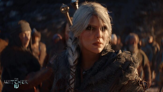 ภาพตัวละคร Ciri จาก The Witcher 4 ยืนอยู่ท่ามกลางฝูงชนในฉากกลางแจ้ง
