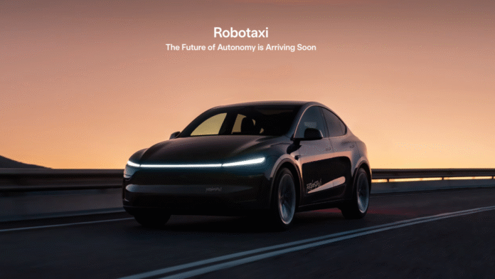 ภาพโปรโมต Robotaxi ใช้รถ Tesla Model Y ปี 2025