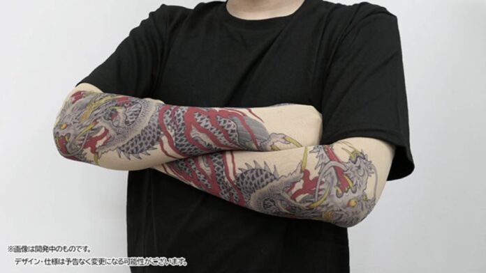 ภาพตัวอย่างปลอกแขนลายรอยสักจากซีรีส์ Yakuza ที่ออกแบบตามรอยสักมังกรของ Kazuma Kiryu