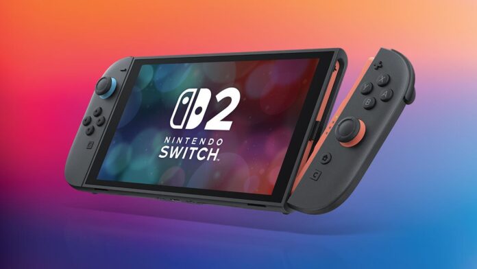 ภาพ Nintendo Switch 2 พร้อมจอย Joy-Con และโลโก้บนหน้าจอ