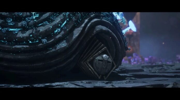 เต่า François จากเกม Clair Obscur: Expedition 33 อยู่ในสภาพจำศีลท่ามกลางเห็ดเรืองแสงในถ้ำใต้ดิน