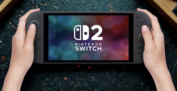 ภาพเครื่อง Switch 2 บนฉากหลังไฮเทค