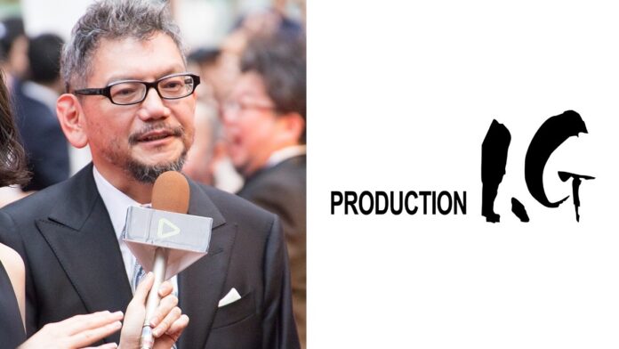 ภาพ Hideaki Anno และโลโก้ของ Production I.G. สื่อถึงความเกี่ยวโยงกัน