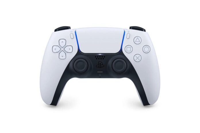 ภาพจอย DualSense สีขาวของเครื่อง PS5