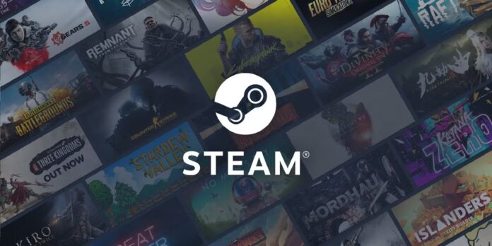 ภาพร้านค้า Steam ที่มีฉากหลังเป็นเกมมากมายที่มีให้จำหน่ายบนแพลตฟอร์ม
