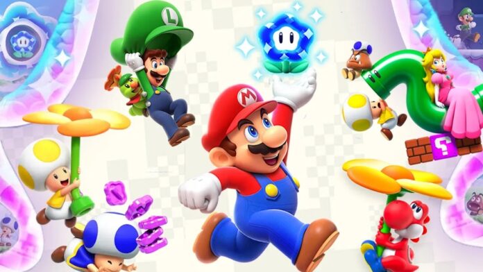 ภาพโปรโมตเกม Super Mario Bros. Wonder มีตัวละครหลากหลาย