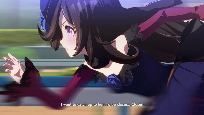 ภาพตัวละคร Jax Belle จากเกม Umamusume: Pretty Derby กำลังวิ่งแข่งอย่างดุเดือด