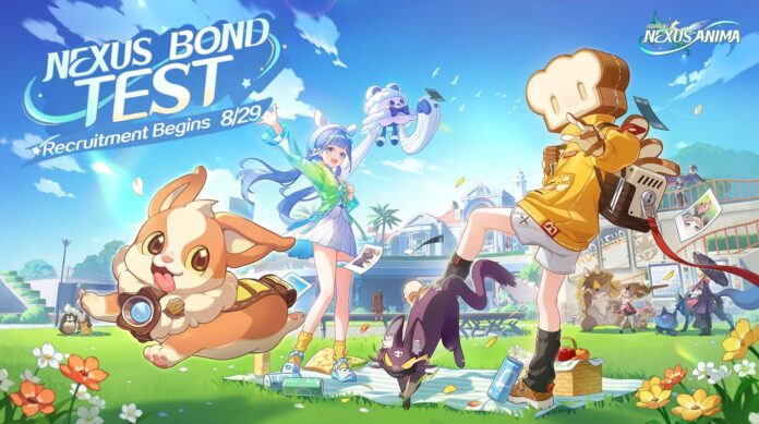ภาพโปรโมตเกม Honkai: Nexus Anima ตัวละครหลักและสัตว์เลี้ยงกำลังเล่นกันอย่างสนุกสนาน