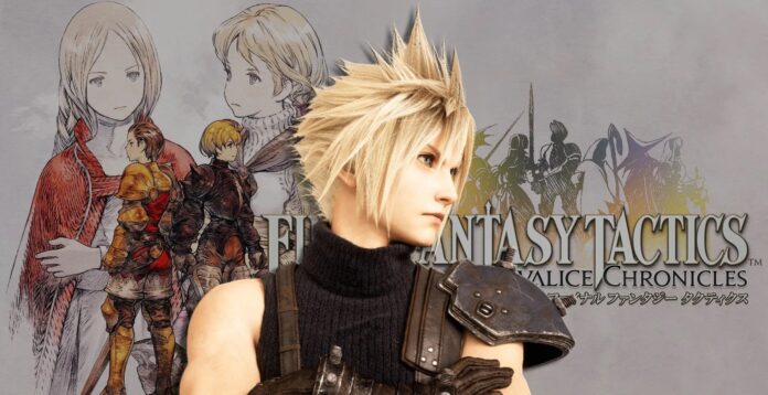 ภาพ Cloud ในฉากหลังเป็นเกม Final Fantasy Tactics: The Ivalice Chronicles