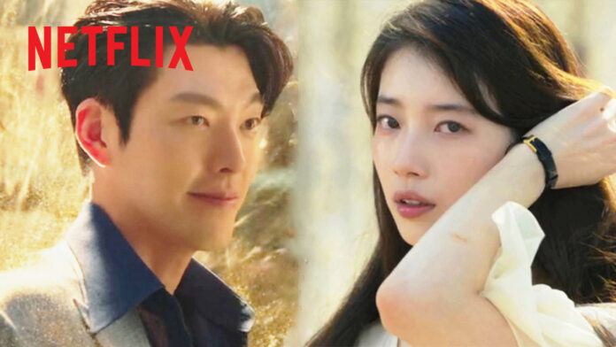 ภาพโปรโมต ซีรีส์ จีนี่ ปาฏิหาริย์รักซ่อนกล (Genie, Make a Wish) จาก Netflix แสดงภาพนักแสดงนำ คิมอูบินและซูจี ยืนเคียงกันในบรรยากาศอบอุ่น