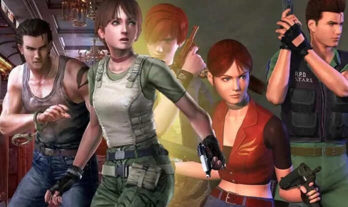 ภาพตัวละครต่างๆ จากเกม Resident Evil ยืนถือปืนในท่าพร้อมต่อสู้
