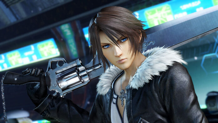 ภาพ Squall Leonhart จากเกม Final Fantasy 8 เอาดาบพาดบ่าไว้ด้านหลัง