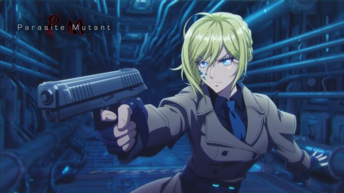 ภาพ Nova ตัวละครเอกจากเกม Parasite Mutant ถือปืนเล็งไปทางด้านหน้า