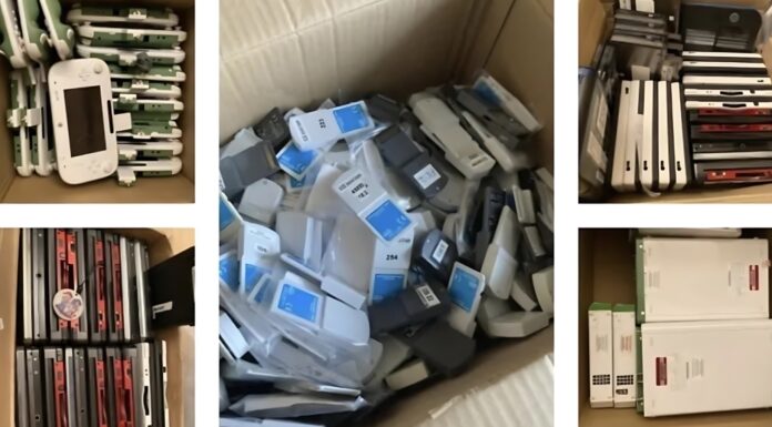 ภาพ Dev Kit หลายรายการทั้งเครื่อง Wii U และ 3DS รวมถึงเกมเวอร์ชันต้นแบบของ Game Boy Advance, Nintendo DS, DSi และ 3DS