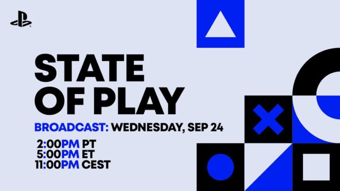 โปสเตอร์งานถ่ายทอดสด PlayStation State of Play วันที่ 24 กันยายน เวลา 2PM PT / 5PM ET / 11PM CEST