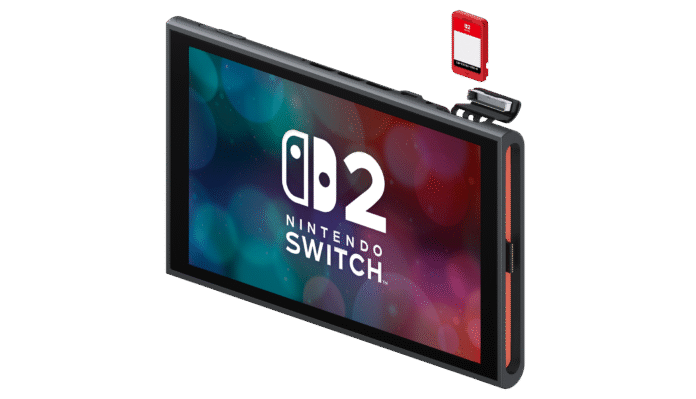 ภาพเครื่อง Switch 2 กำลังใส่ตลับเกม