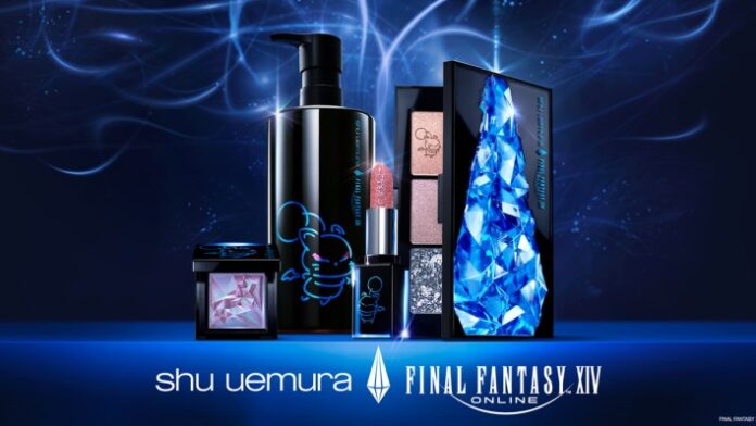เซ็ตเครื่องสำอาง Shu Uemura คอลเลกชันพิเศษร่วมกับ Final Fantasy XIV ประกอบด้วยลิปสติก อายแชโดว์ และคลีนซิ่งออยล์