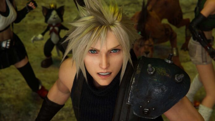 Cloud Strife จาก Final Fantasy VII Remake ทำหน้าจริงจัง พร้อมเพื่อนร่วมทีมด้านหลัง