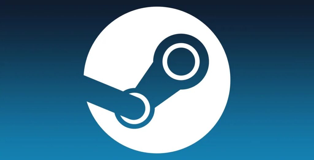 ภาพโลโก้ Steam บนพื้นหลังสีฟ้า