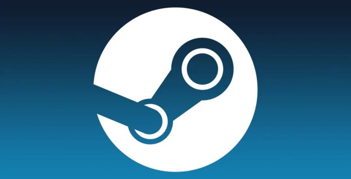 ภาพโลโก้ Steam บนพื้นหลังสีฟ้า