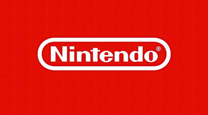 ภาพโลโก้ Nintendo ตัวหนังสือสีขาวบนพื้นหลังสีแดง