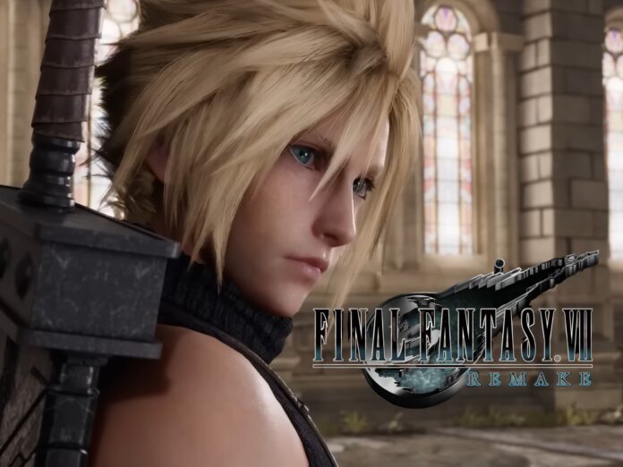 ภาพ Cloud จากเกม Final Fantasy 7 Remake หันข้างทำสีหน้าจริงจัง