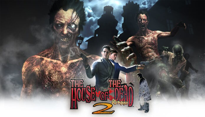 ภาพโปรโมตเกม The House of the Dead 2: Remake แสดงตัวละครสายลับ James และ Gary เผชิญหน้าซอมบี้