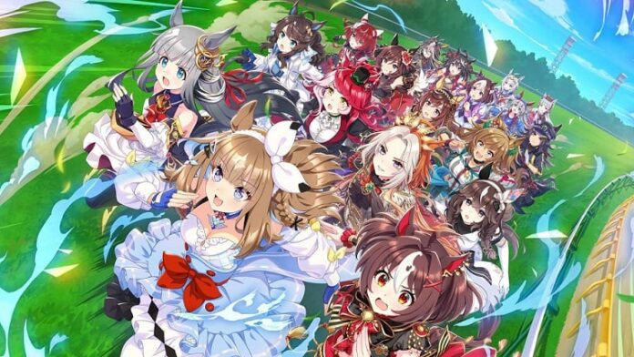 ตัวละครจากเกม Umamusume: Pretty Derby วิ่งแข่งขันในสนามม้า