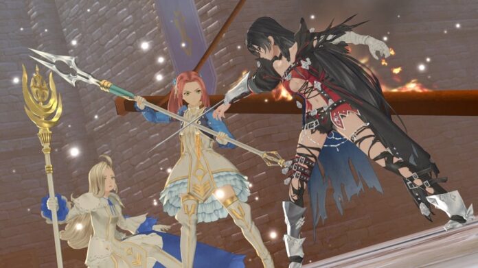 ตัวละคร Velvet ต่อสู้กับกลุ่มนักรบหญิงใน Tales of Berseria