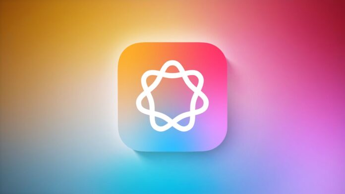 Apple Intelligence logo บนพื้นหลังไล่เฉดสี สื่อถึงเทคโนโลยี AI รุ่นใหม่ของ Apple ที่ใช้กับ Siri