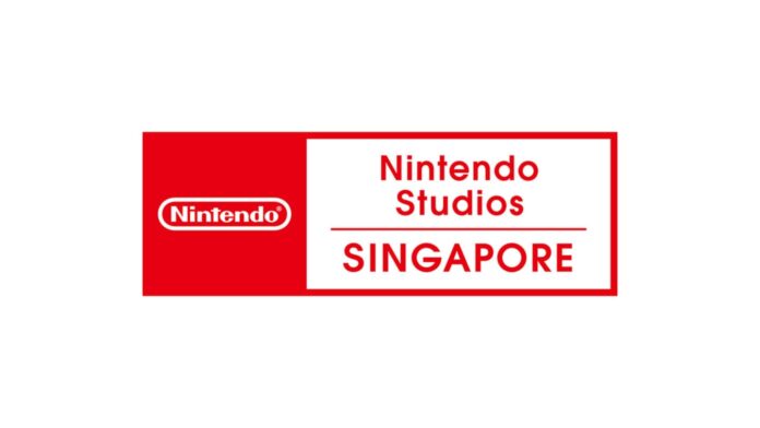Nintendo Studios Singapore โลโก้ทางการตัวหนังสือสีแดงบนพื้นหลังสีขาว