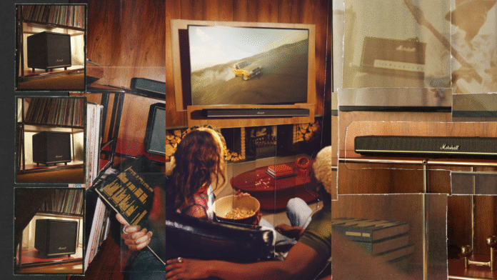 ภาพโปรโมต Marshall Heston Series รวมลำโพงซาวด์บาร์ Heston 120, Heston 60 และ Heston Sub 200