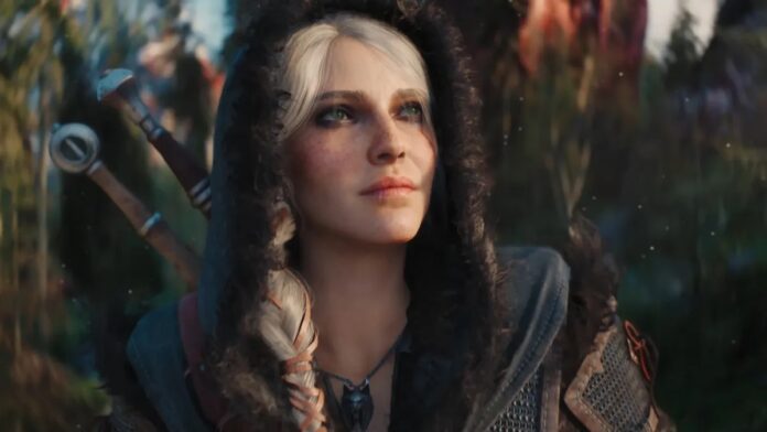 Ciri ใน The Witcher 4 ระหว่างเดินทางพร้อมดาบคู่สะพายไว้ด้านหลัง