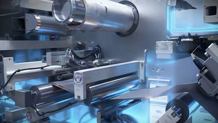 เครื่องจักรในไลน์ผลิตแบตเตอรี่โซลิดสเตตความจุสูงของ GAC ที่ใช้สำหรับการทดสอบและเตรียมผลิตจริง