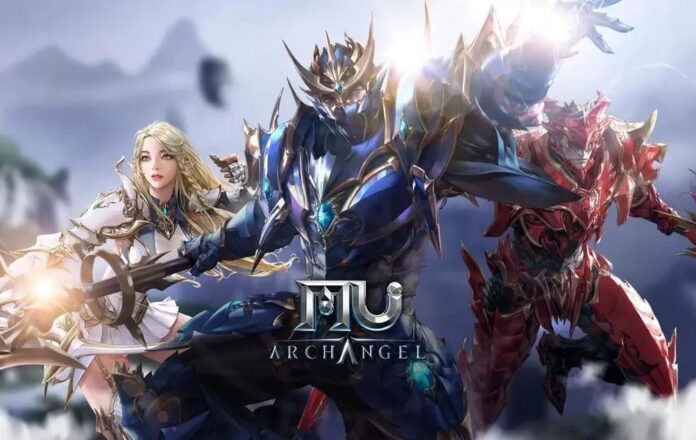 ภาพโปรโมตเกม MU Archangel แสดงตัวละครนักรบและตัวละครหญิงในชุดแฟนตาซี
