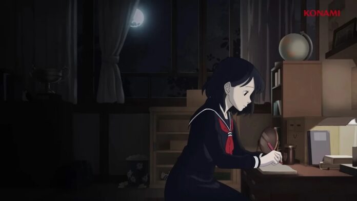 Hinako นั่งเขียนบันทึกในห้องนอนท่ามกลางบรรยากาศยามค่ำคืนจากวิดีโอ Work-Along สไตล์ Lofi Girl ของ Silent Hill f